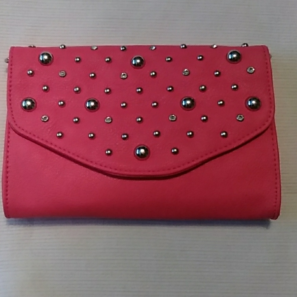 Coral embellished clutch w/strap BRITT Grace Adele